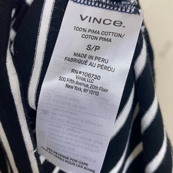 Vince size Small Tank Black & White Striped Pima Cotton Twist Neck Sleeveless - Picture 4 of 8